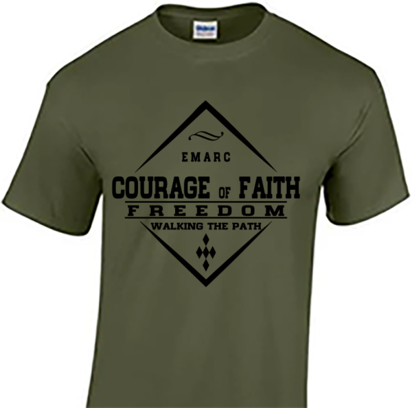 Men's Army Green T-Shirt  with Courage of Faith Logo or Custom Logo