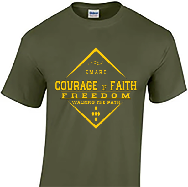 Men's Army Green T-Shirt  with Courage of Faith Logo or Custom Logo - Image 5
