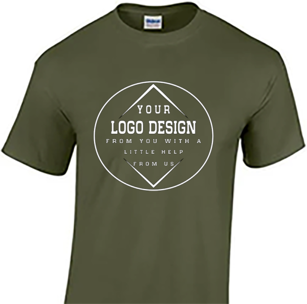 Men's Army Green T-Shirt  with Courage of Faith Logo or Custom Logo - Image 3