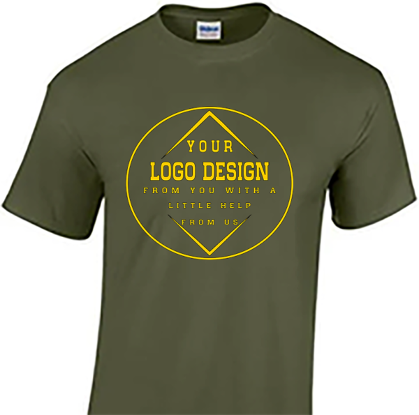 Men's Army Green T-Shirt  with Courage of Faith Logo or Custom Logo - Image 2