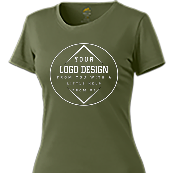 Women's Army Green T-Shirt with  Courage of Faith & Custom Logos - Image 6